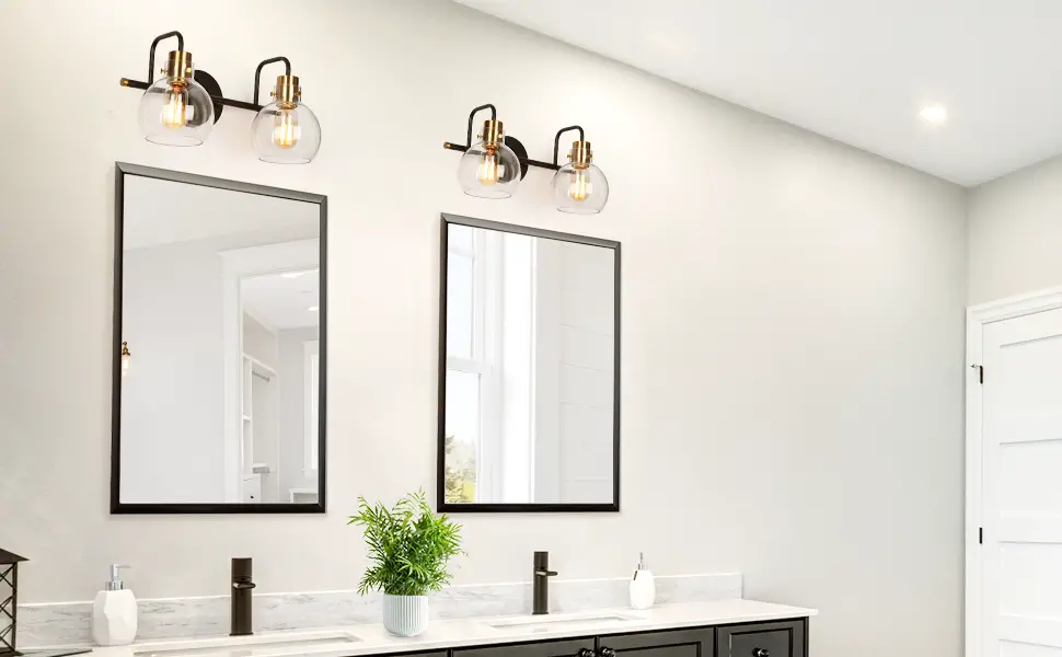 placement of sconces next to mirror